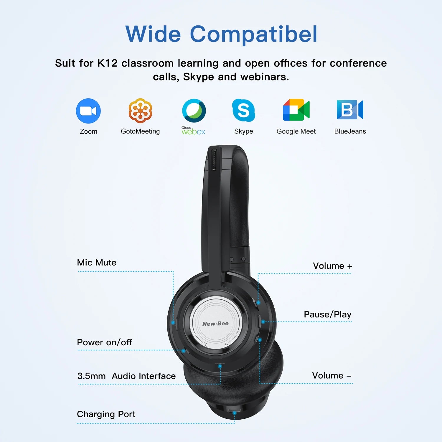 Wireless Headphones with Microphone