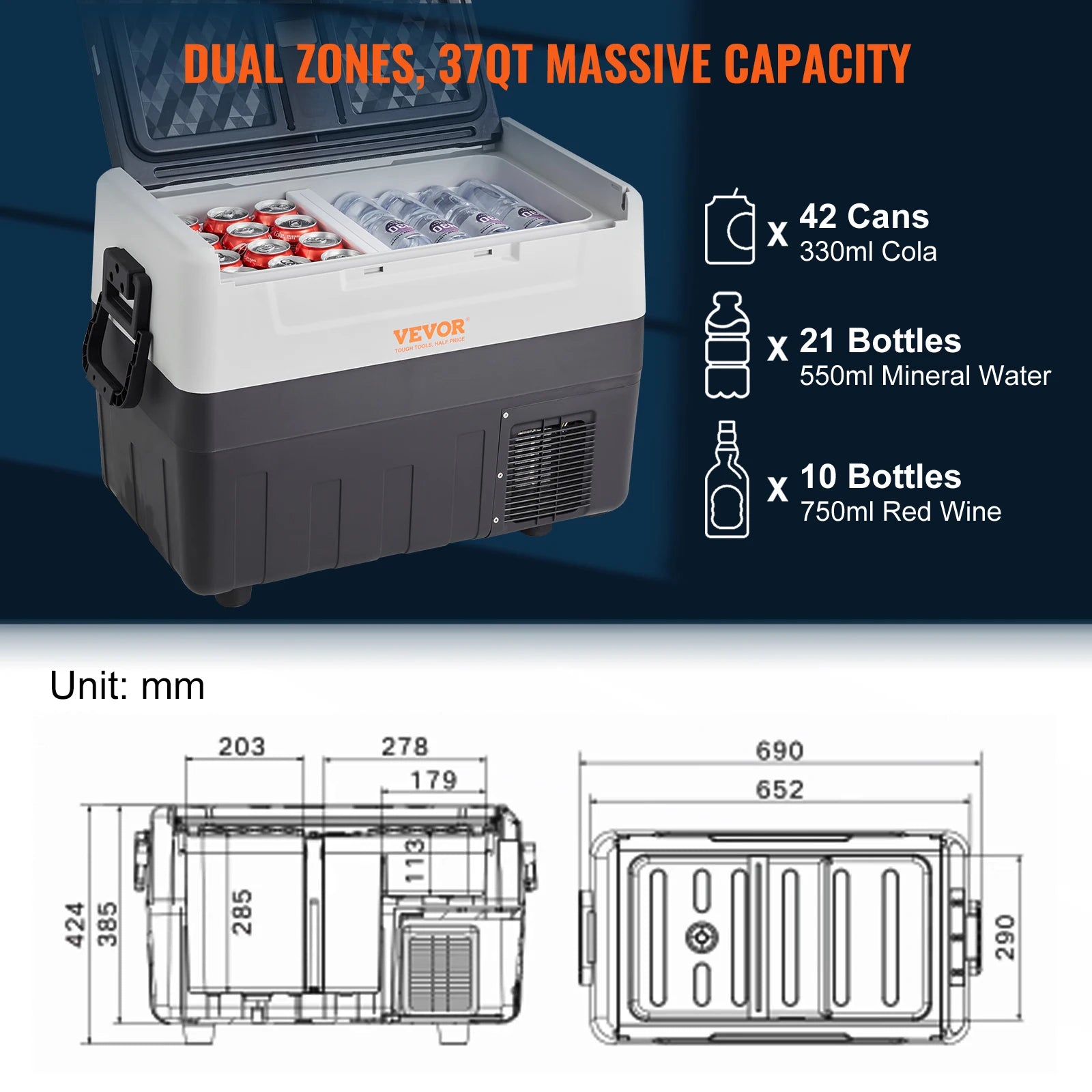Car Refrigerator - Mini Fridge-Freezer for Camping Travelling