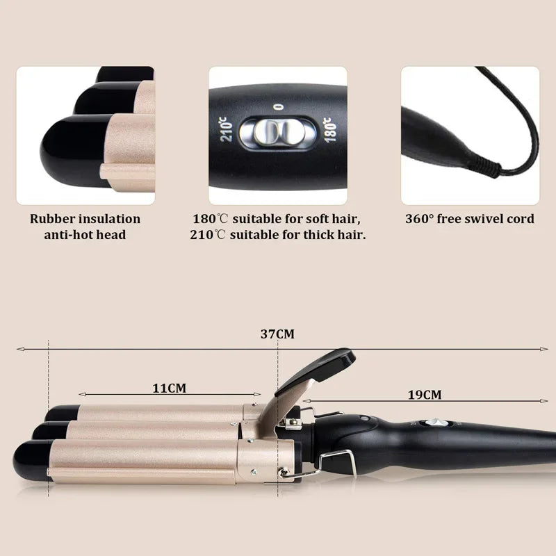 Curling Iron Wand With LCD Temperature Display