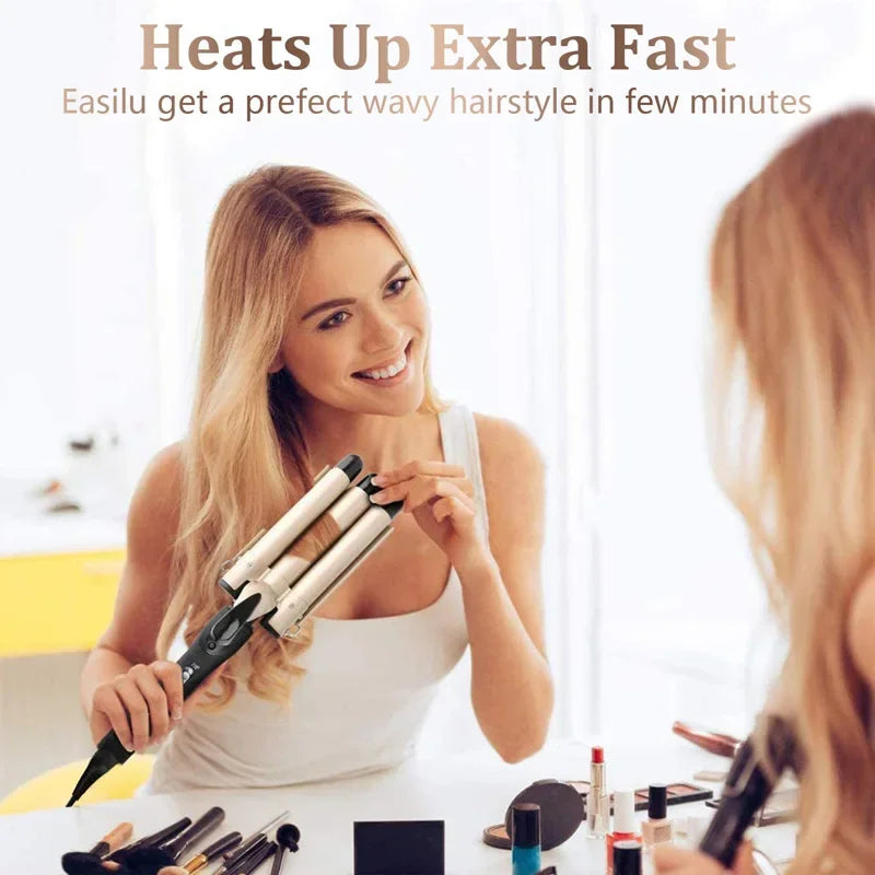 Curling Iron Wand With LCD Temperature Display