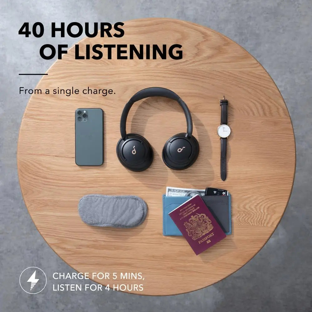 Active Noise Cancelling Headphones, Wireless Over-Ear Bluetooth
