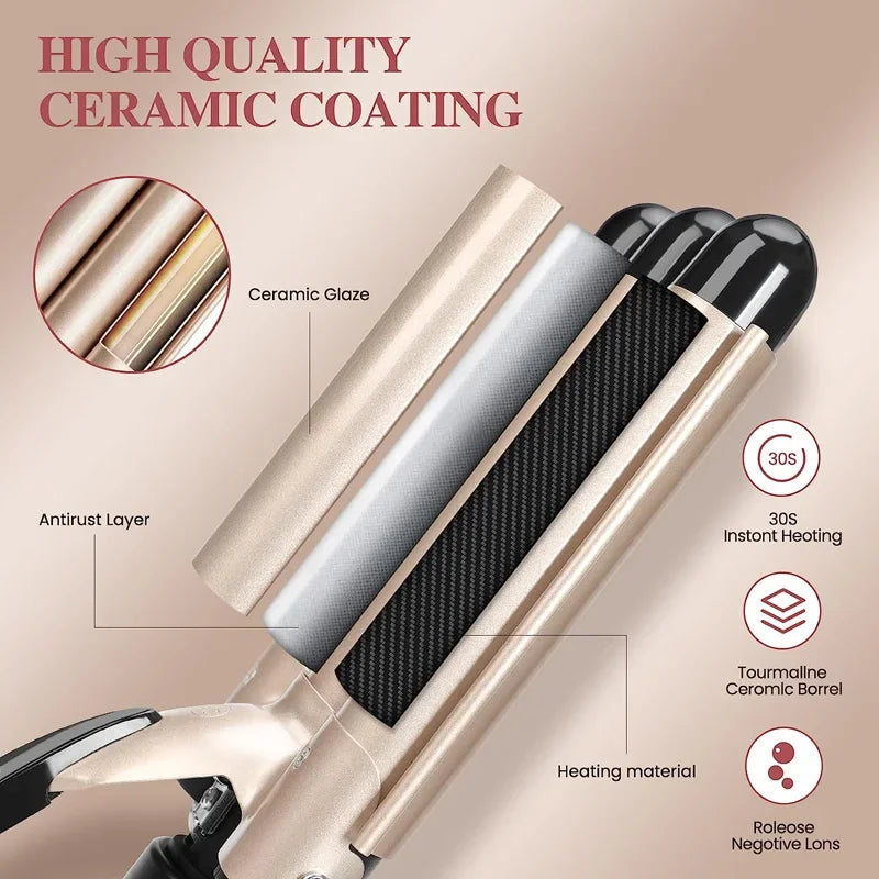 Curling Iron Wand With LCD Temperature Display