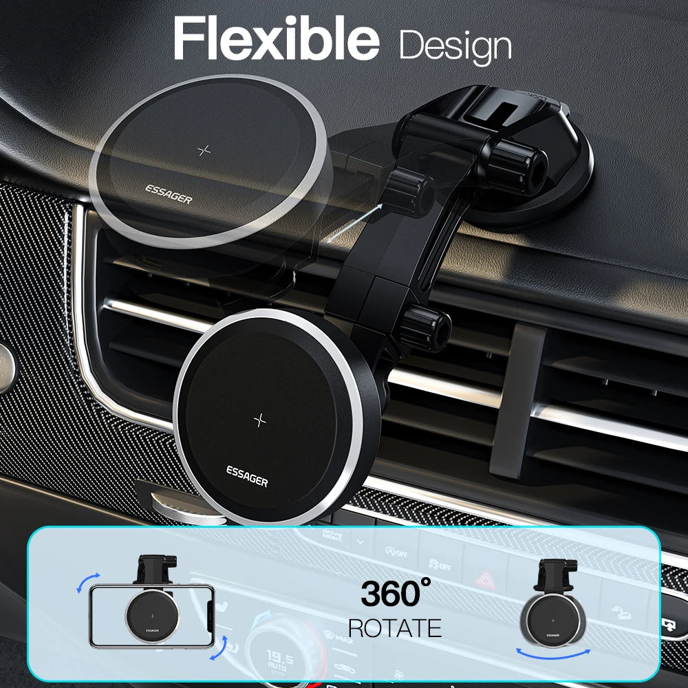 RGB Magnetic Car Phone Holder &amp; Wireless Charger