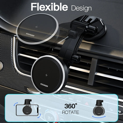 RGB Magnetic Car Phone Holder &amp; Wireless Charger