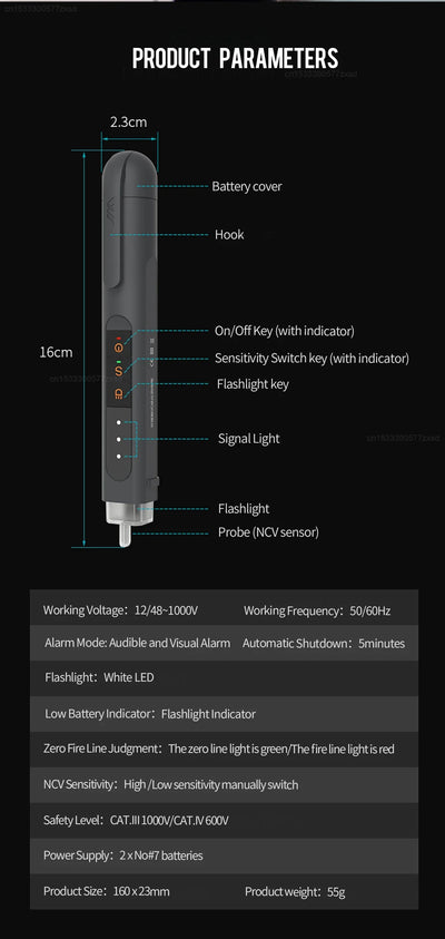Mini Electric Test Pen - Cordless Electricity Detector