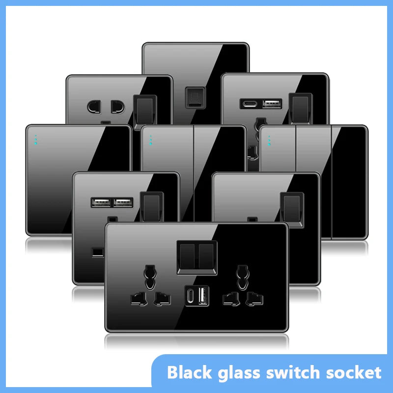 Luxury Tempered Glass Wall Light Switch