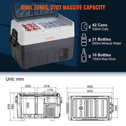 Car Refrigerator - Mini Fridge-Freezer for Camping Travelling