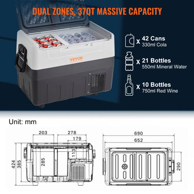 Car Refrigerator - Mini Fridge-Freezer for Camping Travelling