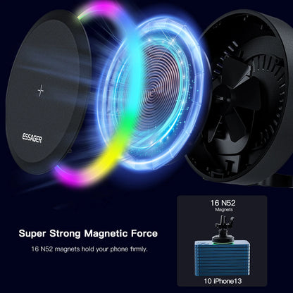 RGB Magnetic Car Phone Holder &amp; Wireless Charger