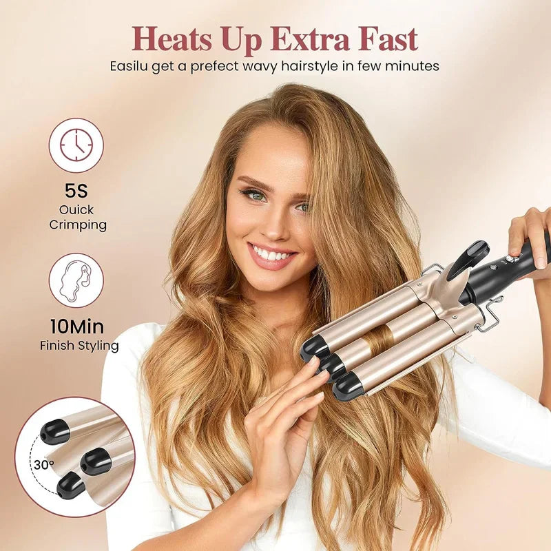Curling Iron Wand With LCD Temperature Display