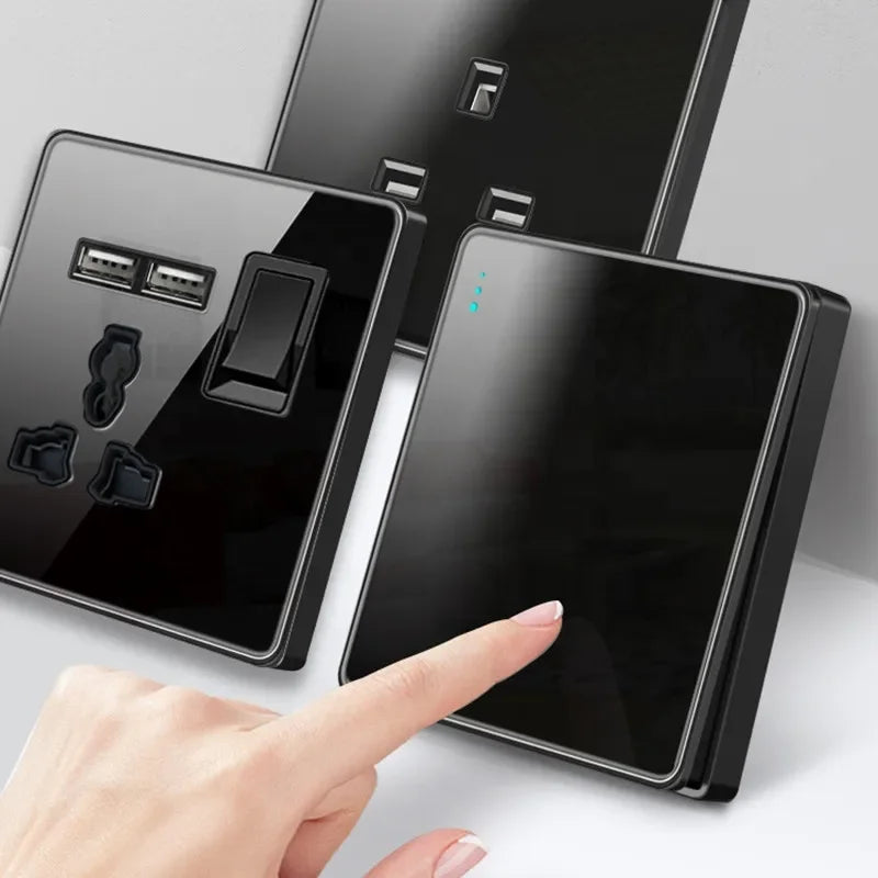 Luxury Tempered Glass Wall Light Switch