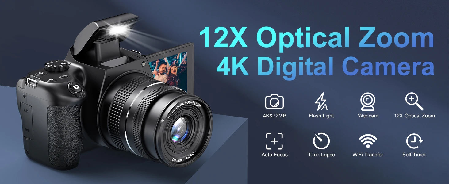 4K HD Digital Camera for Photography &amp; Vlogging