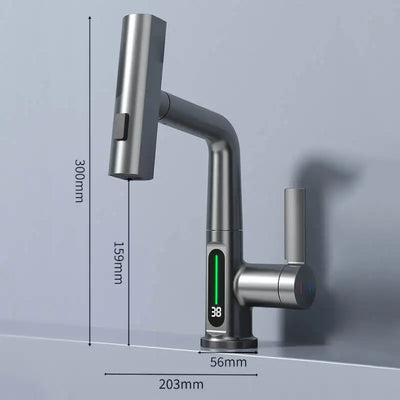 Waterfall Temperature Digital Display Basin Faucet